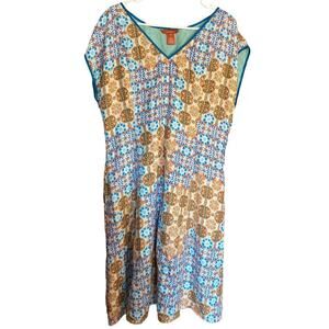 Sundance Woman's Silk Blue Tribal Dress Pockets 16